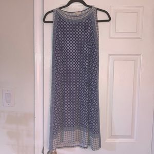Blue, yellow, and white pattern dress